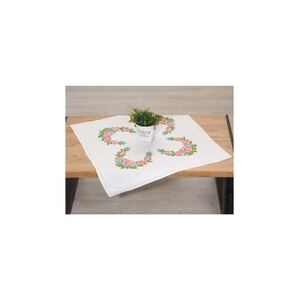 Make It WILD ROSES Table Topper Traced Linen Cross Stitch Kit #585246