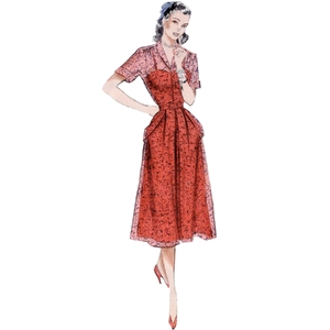 1950s Misses' Dress w Sleeve Variations Sizes 18-26, Butterick Sewing Pattern 6956y5