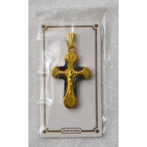 Bi-Colour Crucifix Pendant, 30 x 22mm, Gold and Silver Tone, Made in Italy
