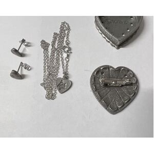 Diamond Cut Jewelry Gift 4 in 1 I Love You Earrings, Necklace, Pin & Box