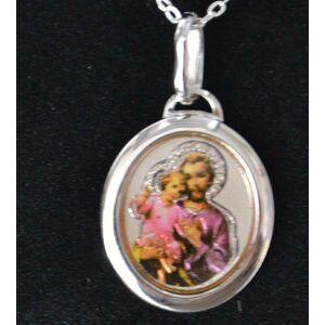 Sterling Silver ST JOSEPH Medal Pendant and Chain, In Box