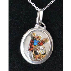Sterling Silver ST MICHAEL Medal Pendant and Chain, Gift Boxed
