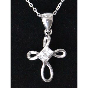 Sterling Silver Chain and Open Cross with Crystal, Gift Boxed