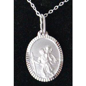 Sterling Silver ST CHRISTOPHER Medal Pendant and Chain Gift Boxed