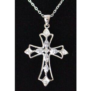Sterling Silver Chain and Filgree Cross, Gift Boxed