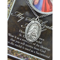Pewter Saint ELIZABETH Medal, 16mm Diameter, 60cm Stainless Steel Chain & Biography