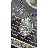 Saint MARY MAGDALEN Medal, 16mm Diameter, 60cm Stainless Steel Chain & Biography