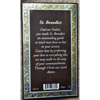 Pewter Saint BENEDICT Medal Pendant, 15 x 24mm Oval Pendant, Stainless Steel Chain & Biography
