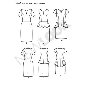 New Look Pattern 6541 Misses' Peplum Dress
