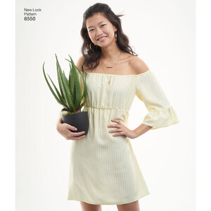 New Look Pattern 6550 Misses' Off-the-Shoulder Dresses