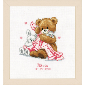 Vervaco BEAR WITH BLANKET Birth Record Counted Cross Stitch Kit PN-0011901