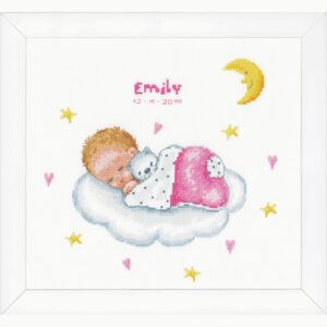 Vervaco SLEEPING BABY ON CLOUD BIRTH RECORD Counted Cross Stitch Kit PN-0179219