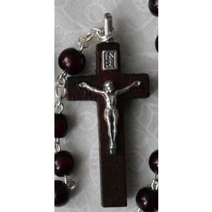 Mary MacKillop Wood Rosary, 5mm Beads, Picture Centrepiece, Rosary Made In Italy