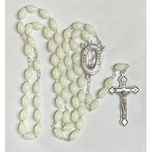 Rosary Plastic Luminous 6mm Beads, Lourdes Water Centre Piece RX202AL
