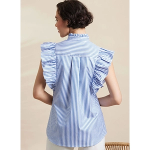 Misses Ruffled Button Front Top w Sleeve Variations Simplicity Sewing Pattern 3134H5