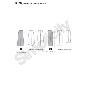 Women's Knit Trousers w Two Leg Widths & Options for Design Hacking Pattern 8378 