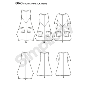 Simplicity Sewing Pattern 8640 Women's / Plus Size Dress or Tunic AA Sizes 10-18