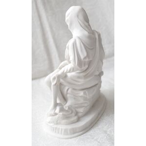 La Pieta Statue Mary Holding Jesus, White 15cm High Plaster, Made in Italy