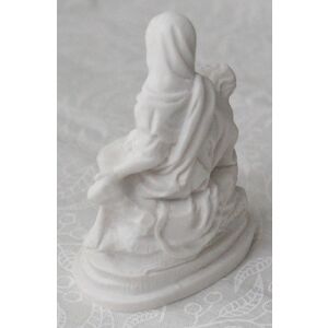 La Pieta Statue Mary Holding Jesus, White 7cm High Plaster, Made in Italy