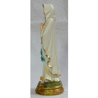 Our Lady Lourdes Statue, Resin, 140mm (5.5") High x 45mm Wide x 45mm Deep