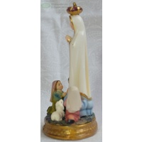 Our Lady Fatima With Children Statue, Resin, 125mm (5") High x 80mm Wide x 55mm Deep