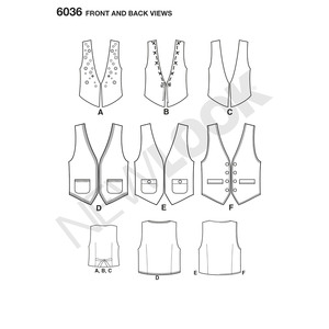 New Look Pattern 6036 Misses' & Men's Vests
