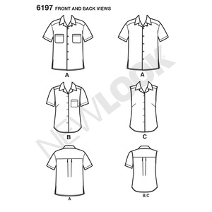 New Look Sewing Pattern 6197 Misses' and Men's Shirts