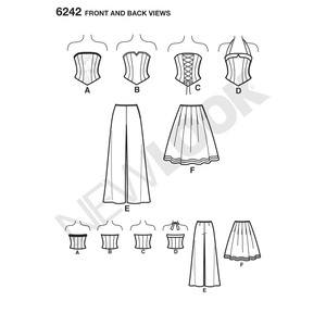 New Look Sewing Pattern 6242 Misses' Corset Top, Pants and Skirt