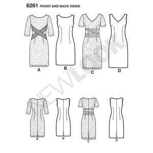 New Look Sewing Pattern 6261 Misses' Dress with Neckline Variations