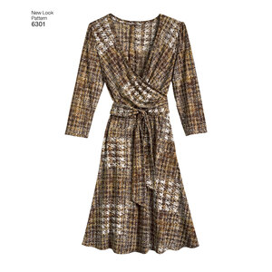 New Look Sewing Pattern 6301 Misses' Mock Wrap Knit Dress