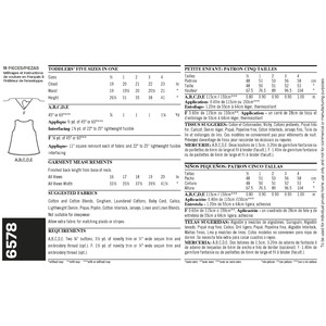 New Look Sewing Pattern 6578 Toddler's Dresses