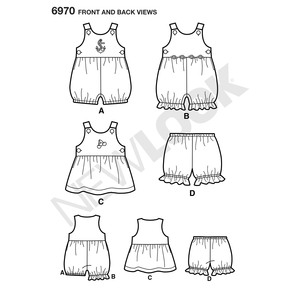 New Look Pattern 6970 Babies' Romper, Dress & Panties