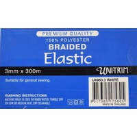 Uni-Trim Premium Braided Elastic 3mm, OFF WHITE Per Metre (CELBH3)