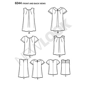 New Look Sewing Pattern 6344 Misses' Tops in Two Lengths