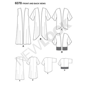 New Look Sewing Pattern 6378 Misses' Easy Kimonos with Length Variations