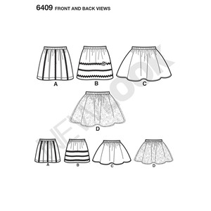 New Look Sewing Pattern 6409 Child's Pull-On Skirts