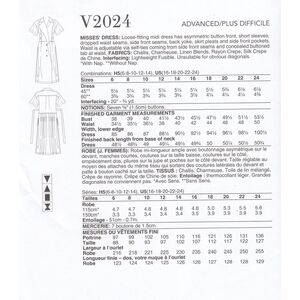Vogue Patterns V2024u5 Misses’ Dress by Rachel Comey size 16-24