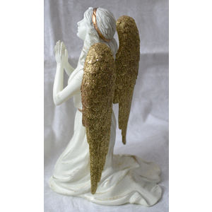 Praying Angel, White / Gold, 25 x 16 x 15cm, Poly, Christmas Angel