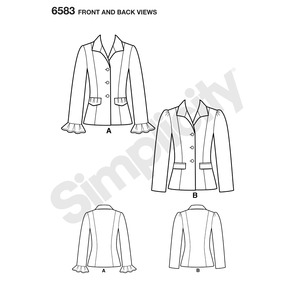 New Look Sewing Pattern 6583 Misses' Lined Jacket