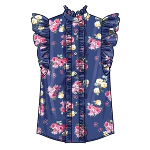 Misses Ruffled Button Front Top w Sleeve Variations Simplicity Sewing Pattern 3134U5