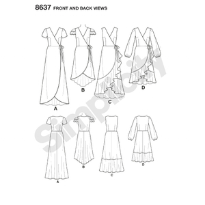 Simplicity Sewing Pattern 8637 Women's Wrap Dress H5 Sizes 6-14