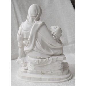 La Pieta Statue Mary Holding Jesus, White 15cm High Plaster, Made in Italy
