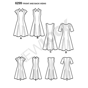 New Look Sewing Pattern 6299 Misses' Dress with Neckline & Sleeve Variations