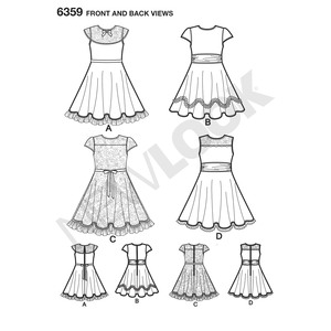New Look Pattern 6359 Child's Dresses with Lace and Trim Details