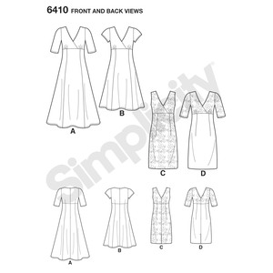New Look Pattern 6410 Misses' Dress with Skirt and Fabric Variations