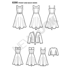 New Look Sewing Pattern 6390 Misses' Dresses with Full Skirt and Bolero