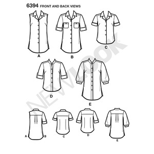 New Look Sewing Pattern 6394 Misses' Button Front Tops