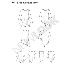 New Look Sewing Pattern 6415 Misses' Knit Tunics