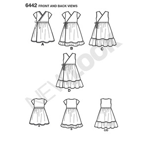 New Look Sewing Pattern 6442 Child's Easy Wrap Dresses