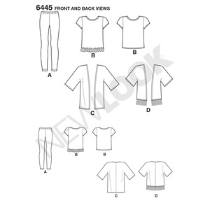 New Look Sewing Pattern 6445 Easy Girl's Kimono, Knit Top and Leggings